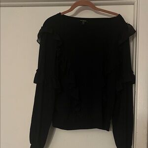 Express Black Ruffle Blouse